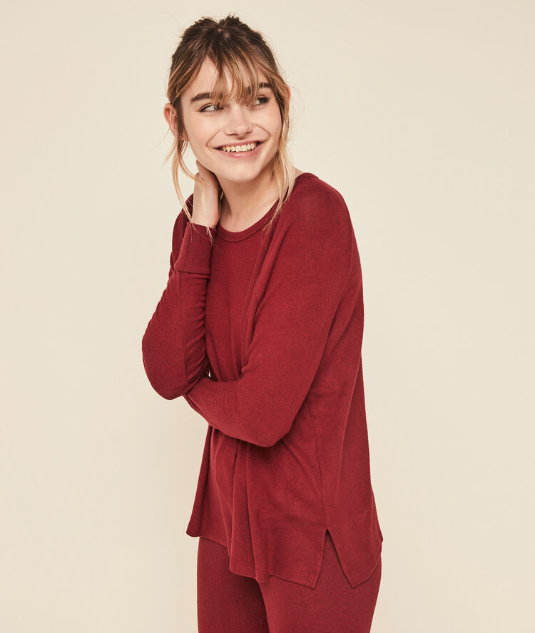 Pantalon en maille grattée quodiz bordeaux.