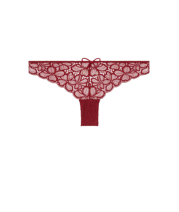 Tanga en dentelle détail nœud sherifiz bordeaux.