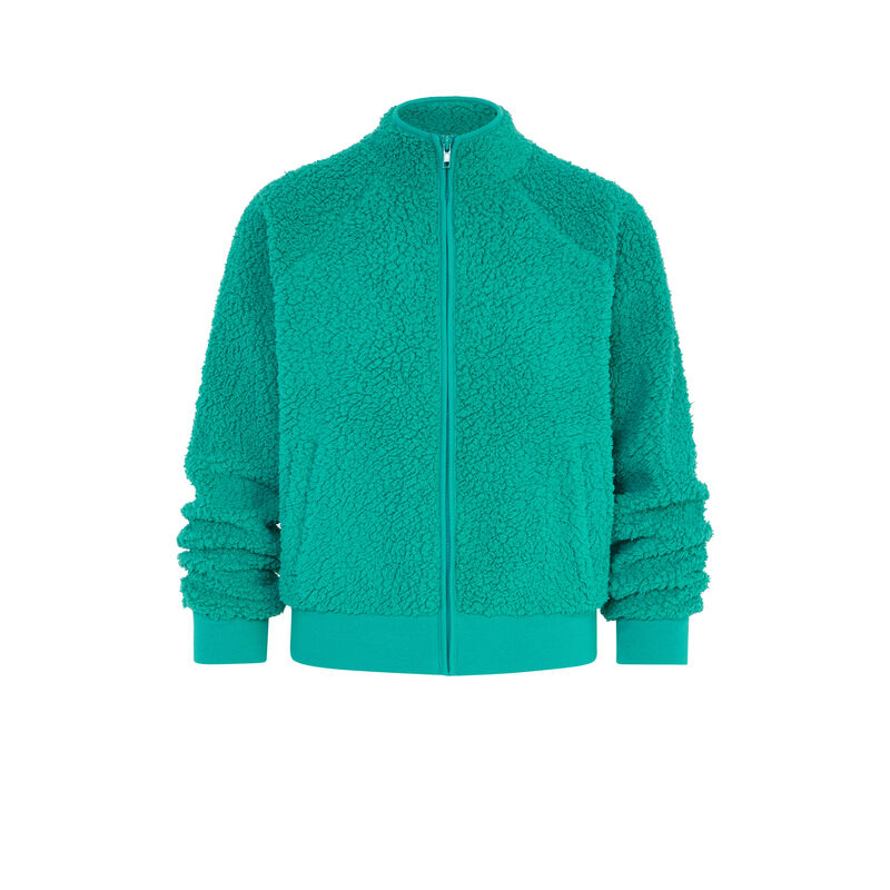 Veste à zip polaire sherpaliz bleu canard.