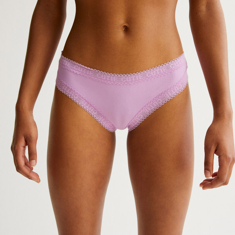 culotte en microfibre et détail dentelle - lilas culotte en microfibre et détail dentelle - lilas;