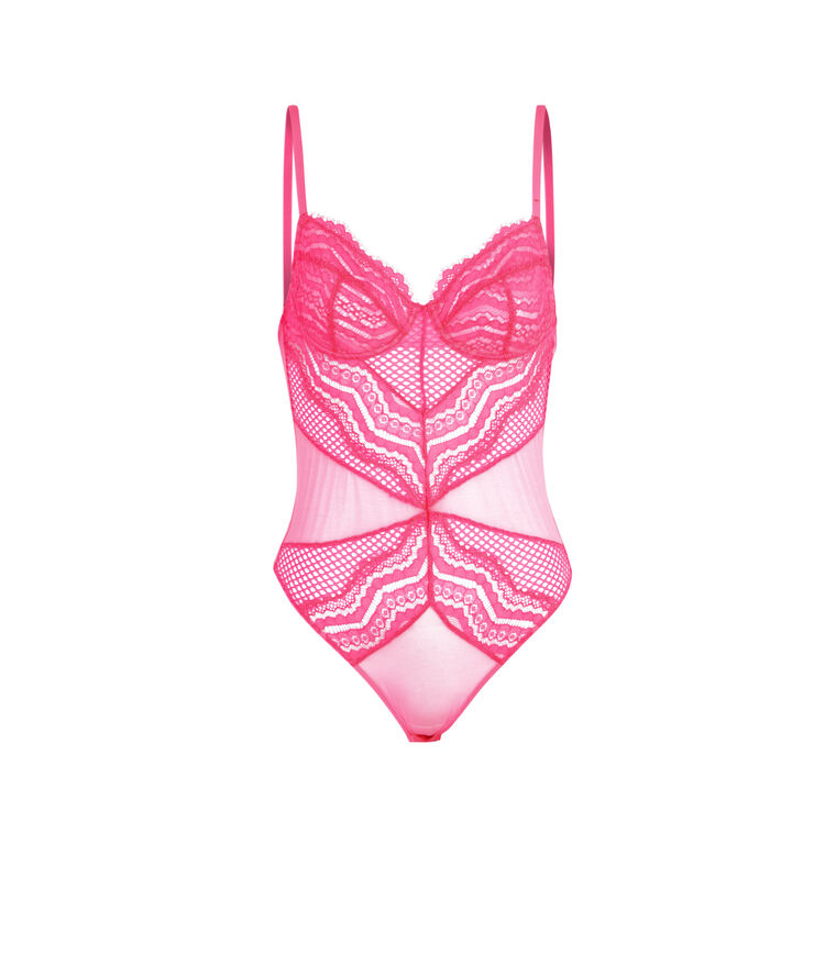 Body en dentelle avec armatures madonniz rose.
