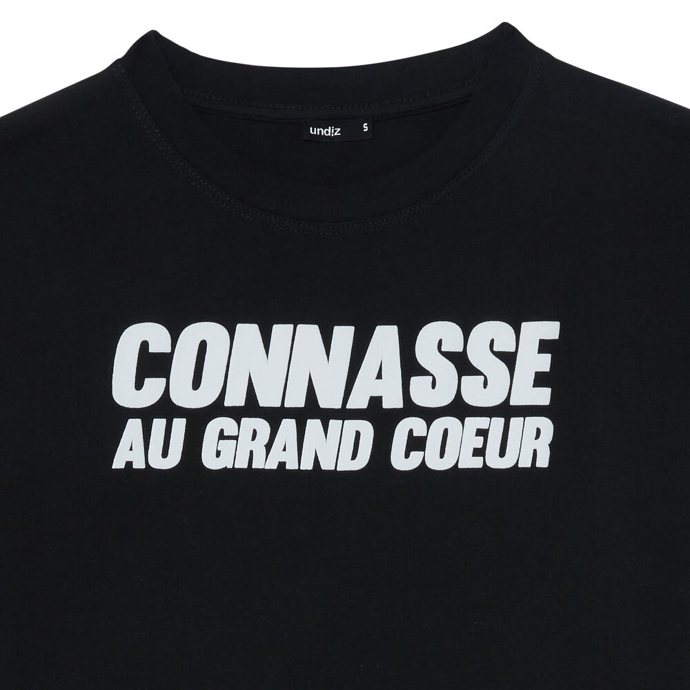 Top à imprimé conasse au grand coeur - noir noir.