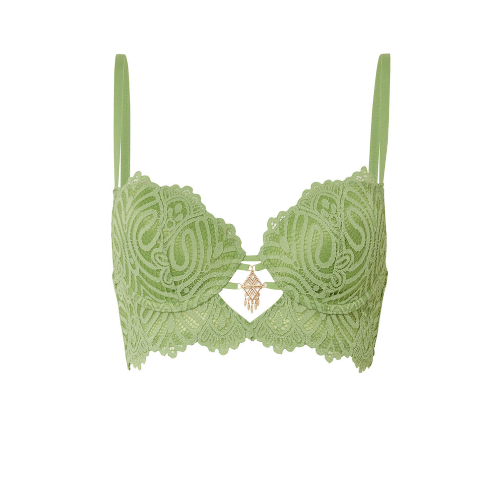 Soutien-gorge ampli bustier détail bijou - vert vert.