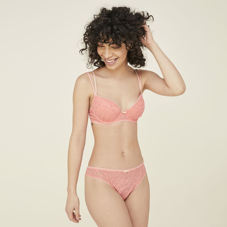 Soutien-gorge ampli rose embroderiz pink.