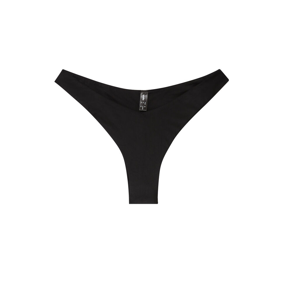 Bas de maillot tanga échancré satiné - noir noir.