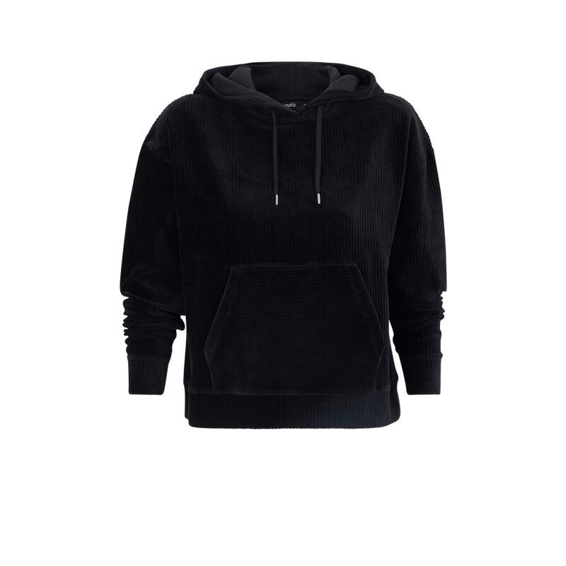 Sweat à capuche en velours andriz noir.
