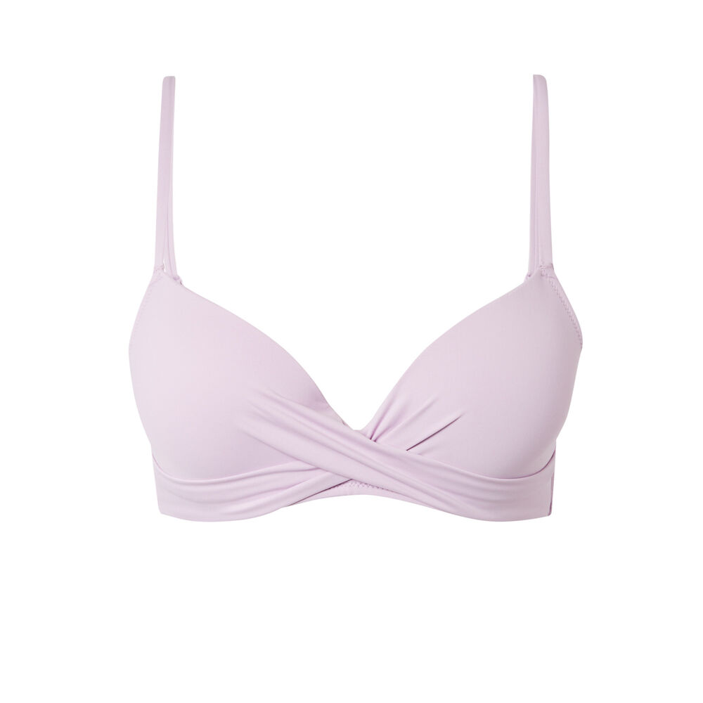 Haut de maillot de bain push-up décolleté twisté - lilas violet.