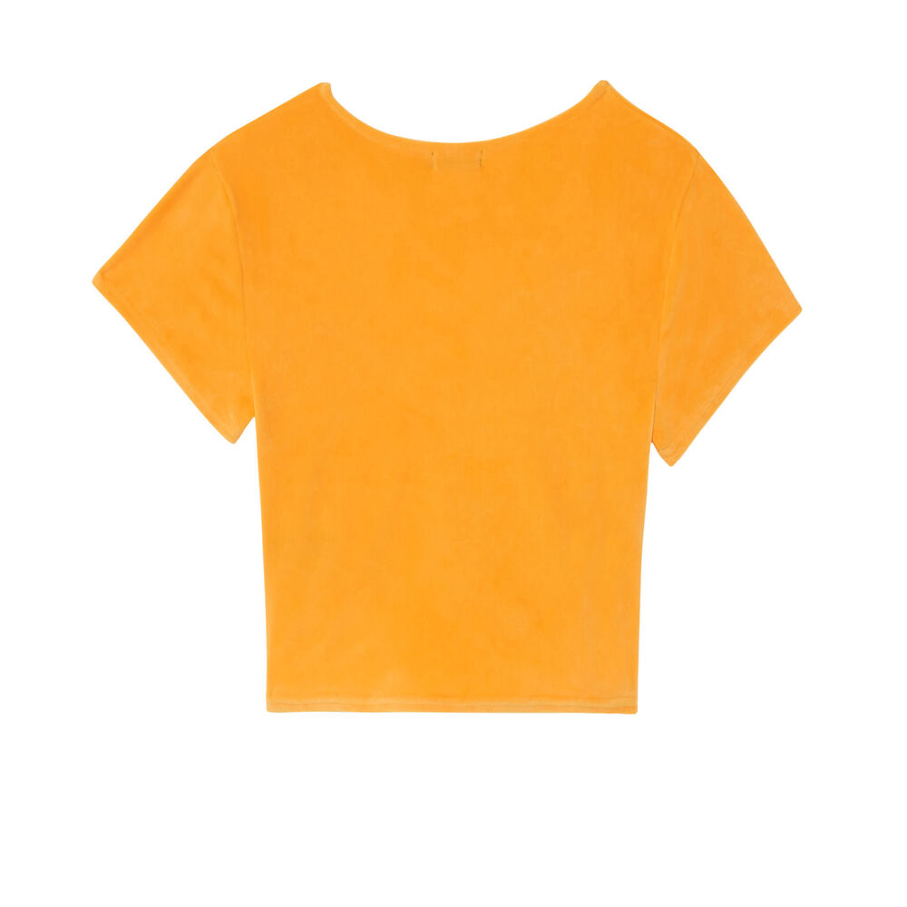 Top manches courtes en velours effet noué - orange orange.