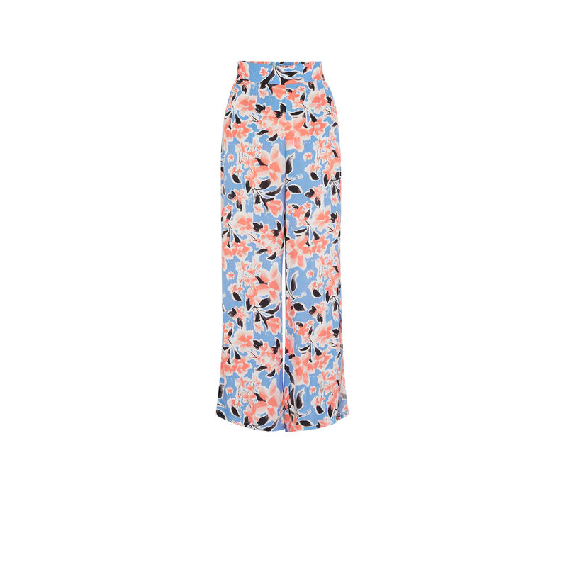 Pantalon large imprimé fleuri - bleu Pantalon large imprimé fleuri - bleu;