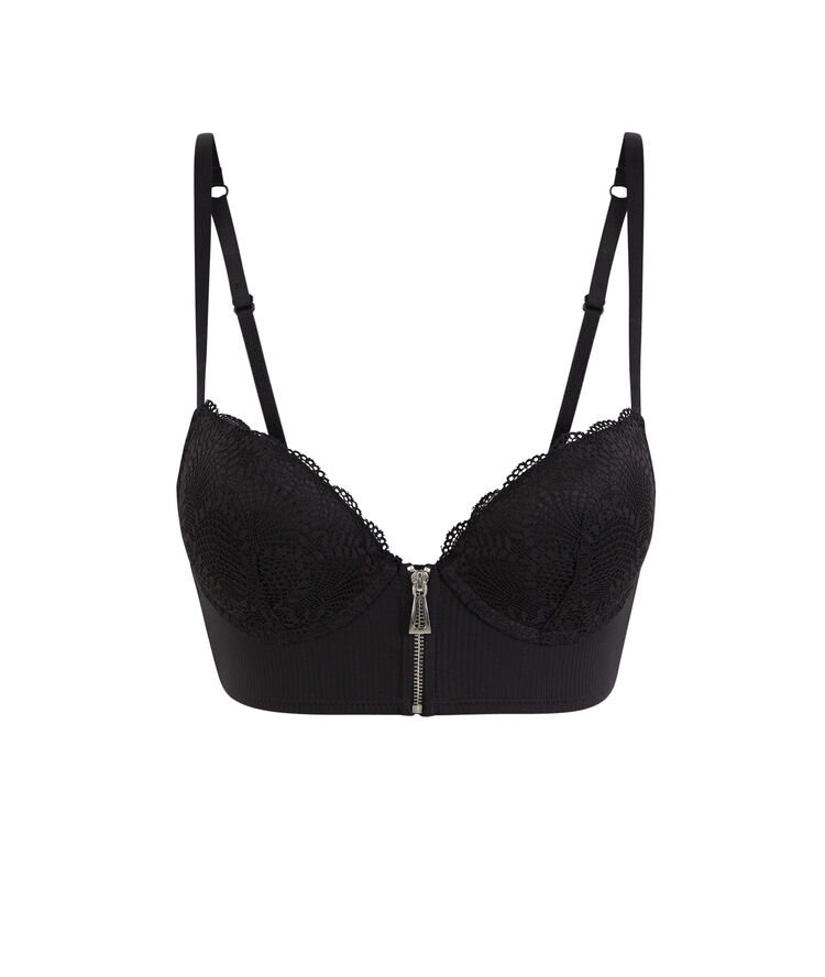 Soutien-gorge bustier push-up micro microribiz noir.