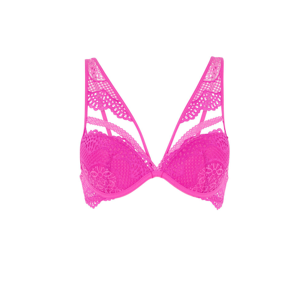 Soutien-gorge push-up en dentelle - rose rose.