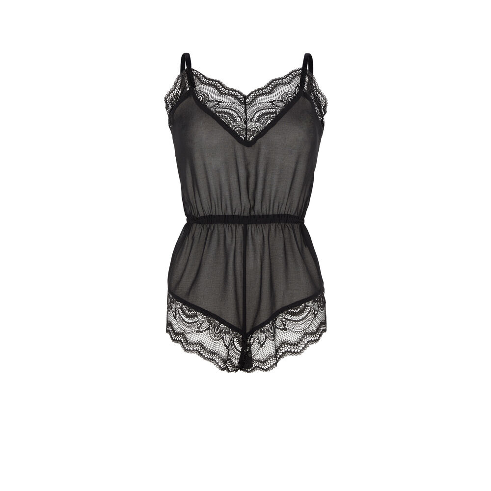 Combishort en dentelle - noir noir.