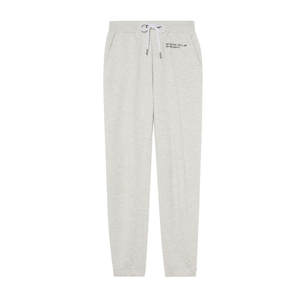 Pantalon froncé taille et cheville à message - écru ecru.
