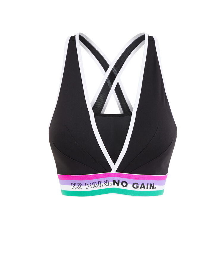 Brassière sport uni croisée au dos polasportiz noir.