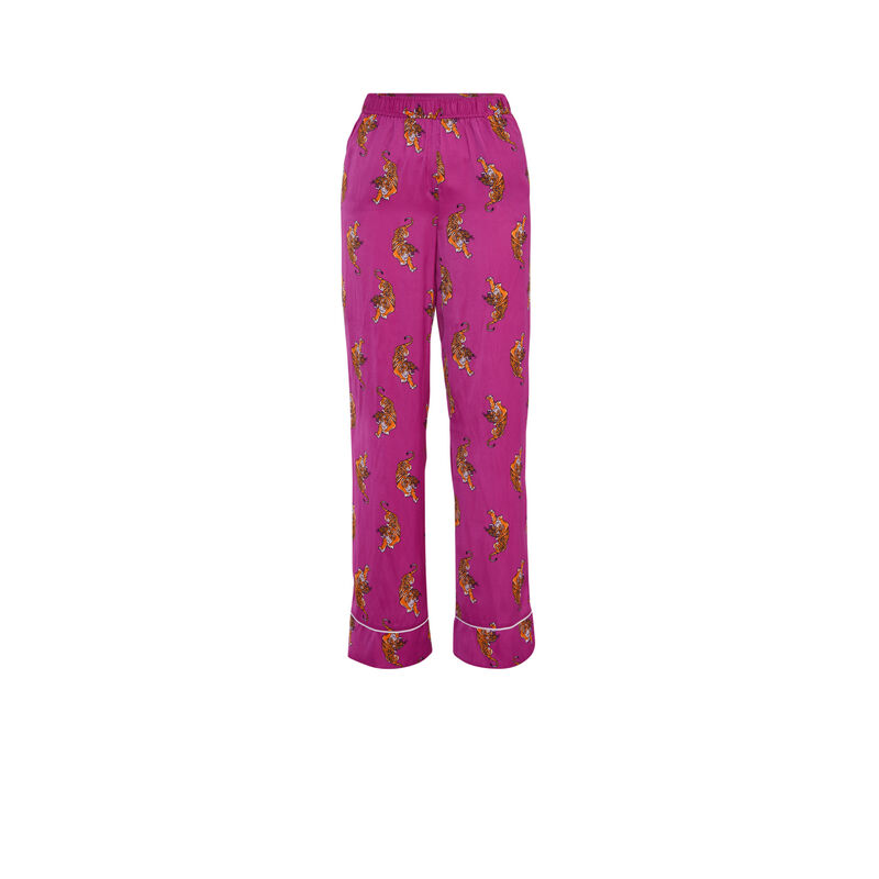 Pantalon satiné imprimé tigre tunichiniz fuchsia.