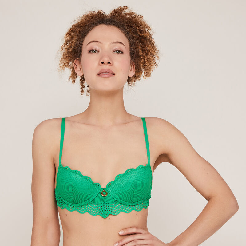 Soutien-gorge bustier push-up détail bijou - vert Soutien-gorge bustier push-up détail bijou - vert;