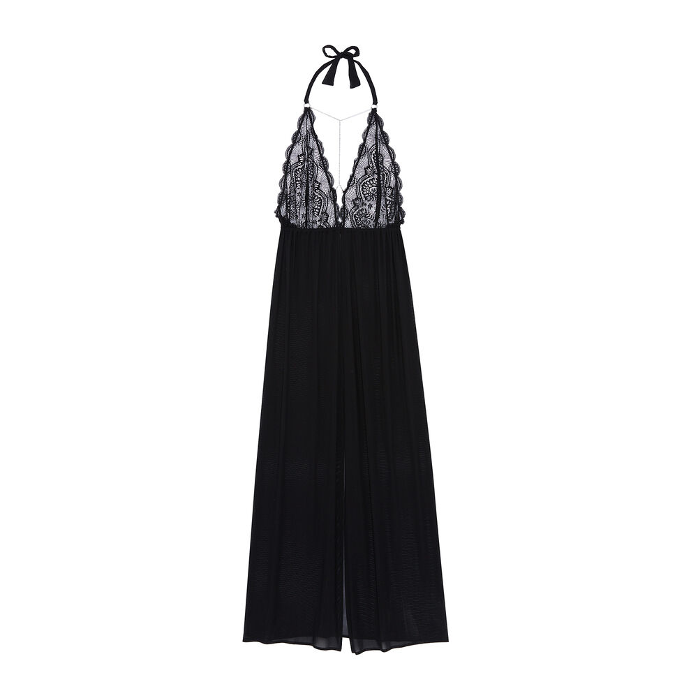 Combinaison dentelle et satin - noir noir.