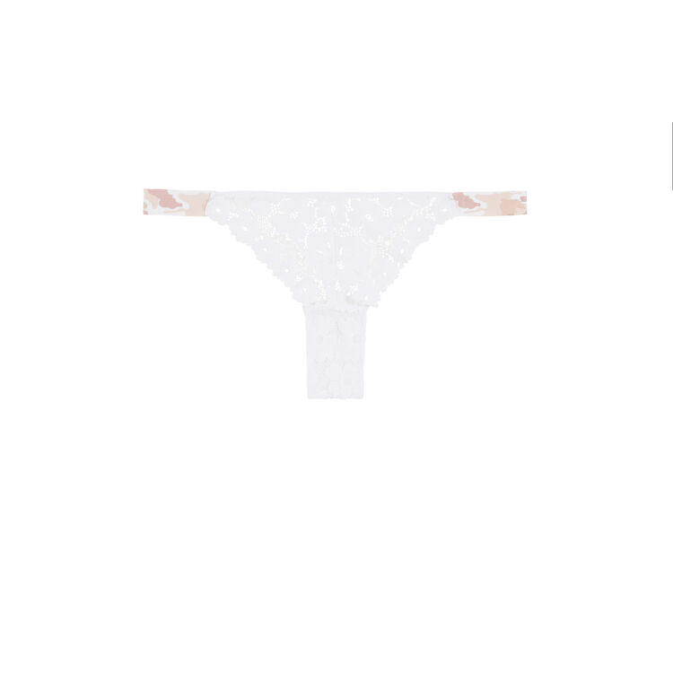 Tanga dentelle detail camo coloramadiz blanc.