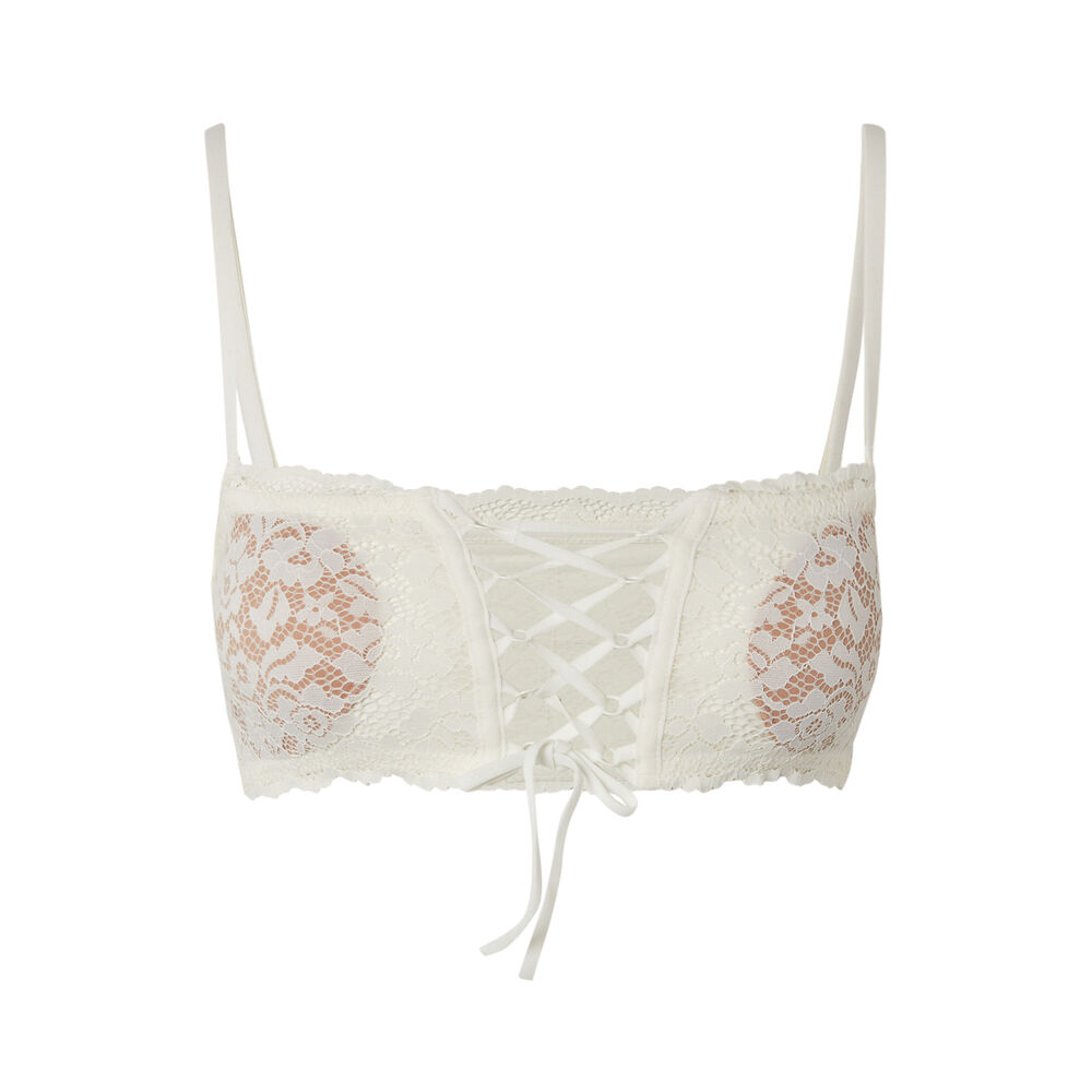 Soutien-gorge bandeau sans armatures effet corset - écru ecru.