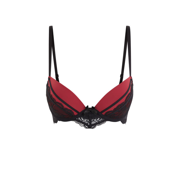 Soutien-gorge push-up en dentelle new princiz bordeaux.