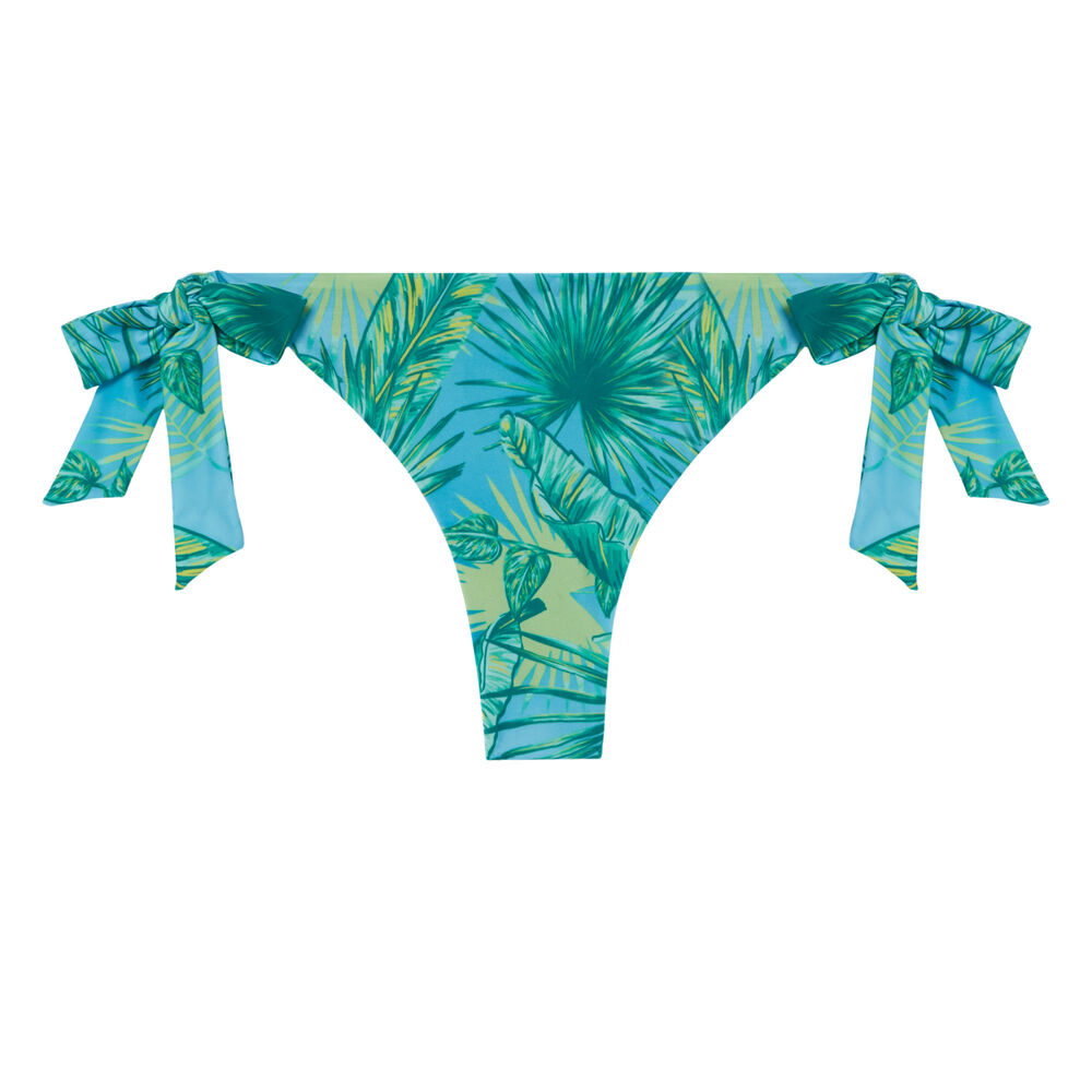 Bas de maillot noué motif tropical - vert vert.