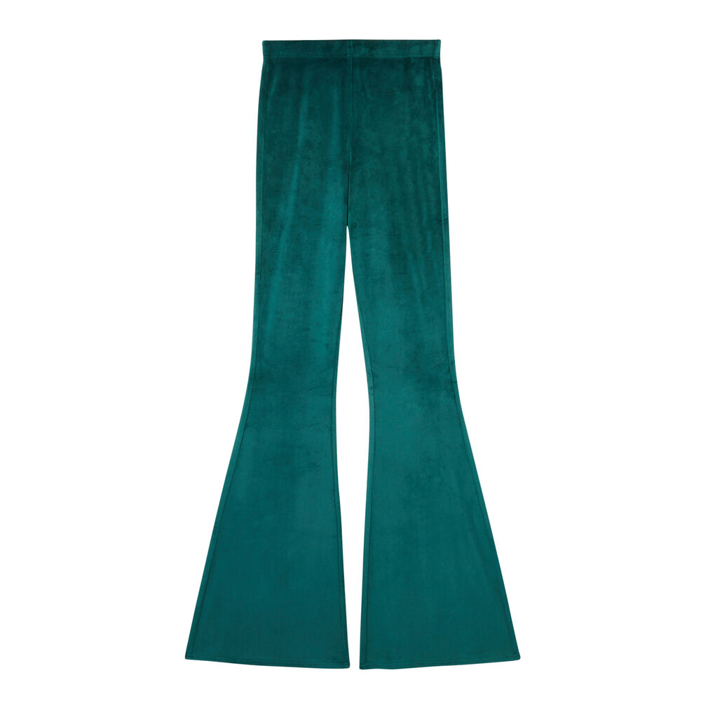 Pantalon taille haute pattes def en velours - sapin vert.
