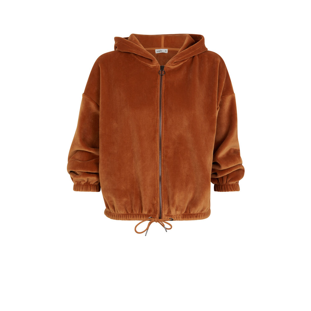 Sweat à capuche en velours - marron marron.