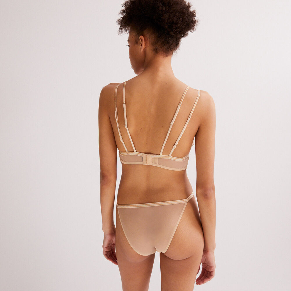 Soutien-gorge triangle sans armature à broderie - beige beige.