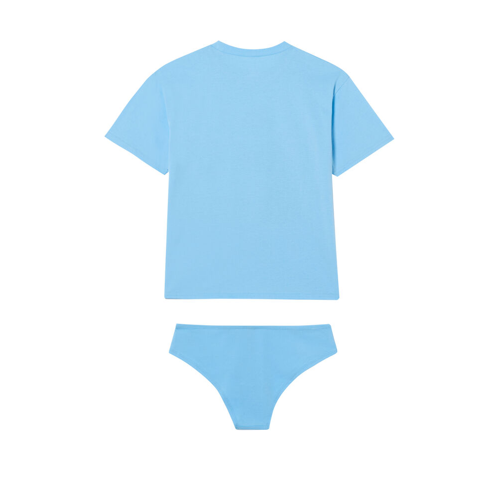 Set top et culotte à imprimé couple stitch - bleu bleu.