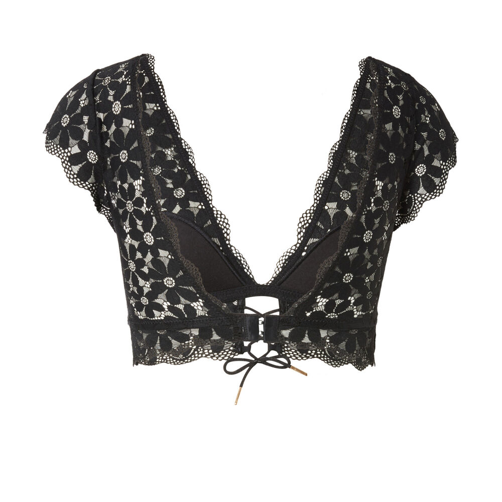 Brassière à épaules dentelle - noir noir.