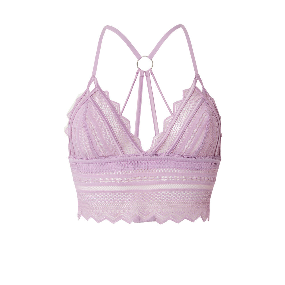Soutien-gorge triangle sans armatures détail dos - lilas violet.