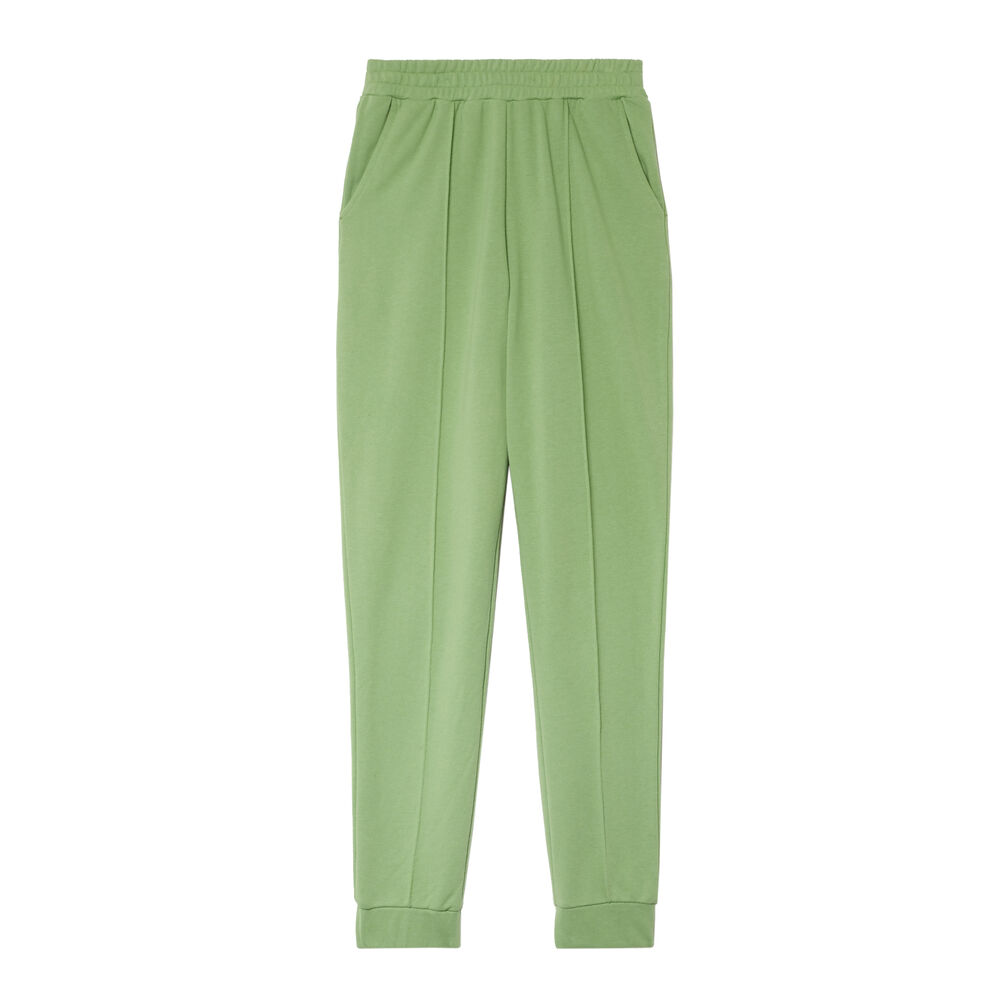 Pantalon taille froncée détail couture - vert vert.
