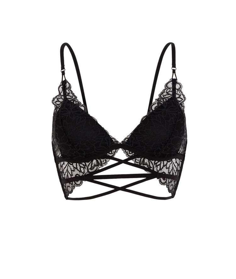 Soutien-gorge triangle push up dentelle - noir noir.