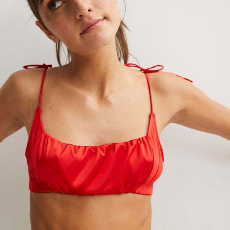 brassière en satin épaules nouées - rouge brassière en satin épaules nouées - rouge;