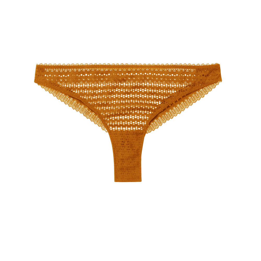 Cheeky en dentelle fine - caramel marron.