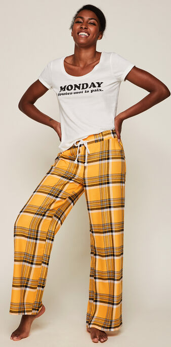 Pantalon &agrave; carreaux yelitartiz safran.