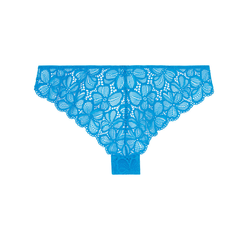 Tanga en dentelle détail noeud - bleu bleu.