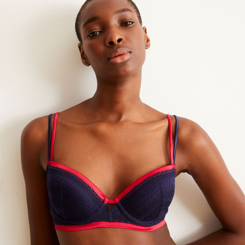 soutien-gorge ampliforme à bords roses - bleu soutien-gorge ampliforme à bords roses - bleu;