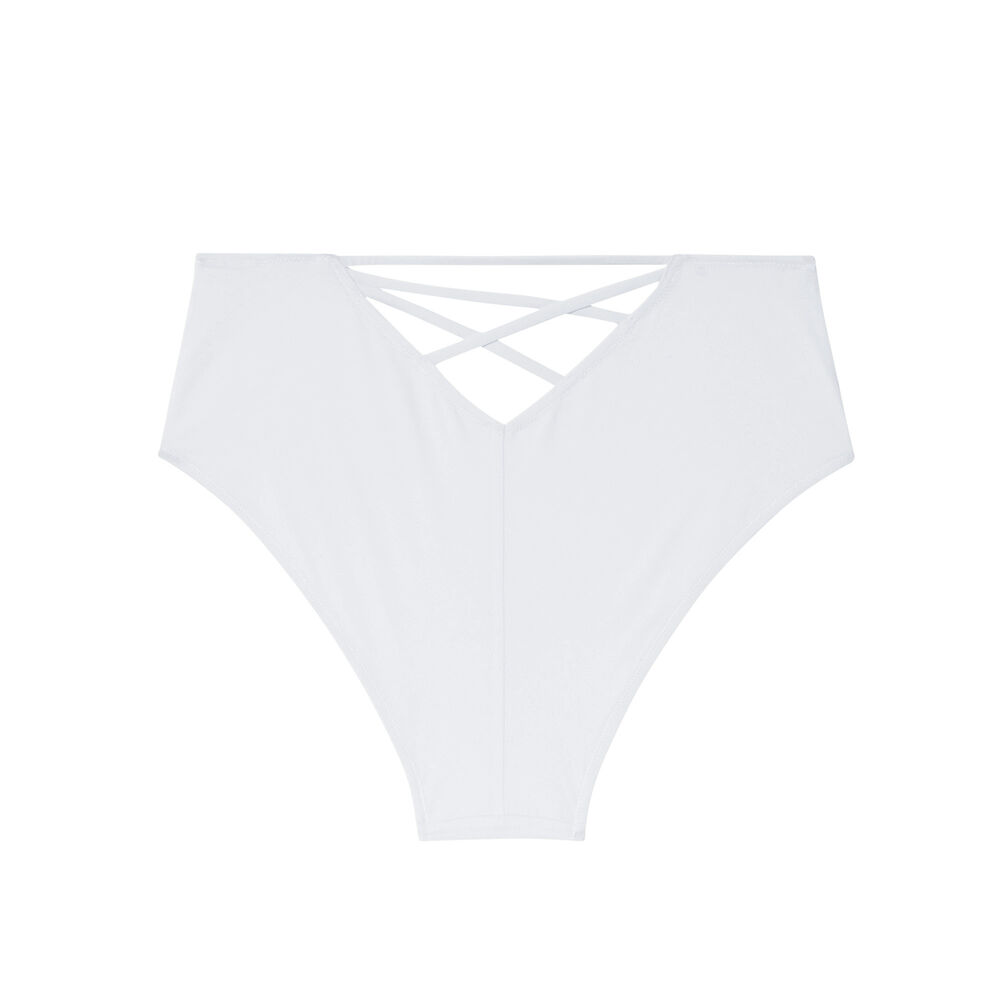 Bas de maillot culotte taille haute à liens - blanc blanc.