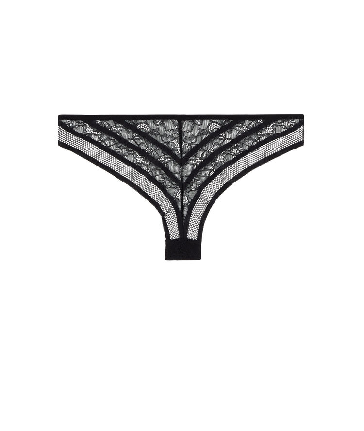 Tanga en dentelle - noir noir.