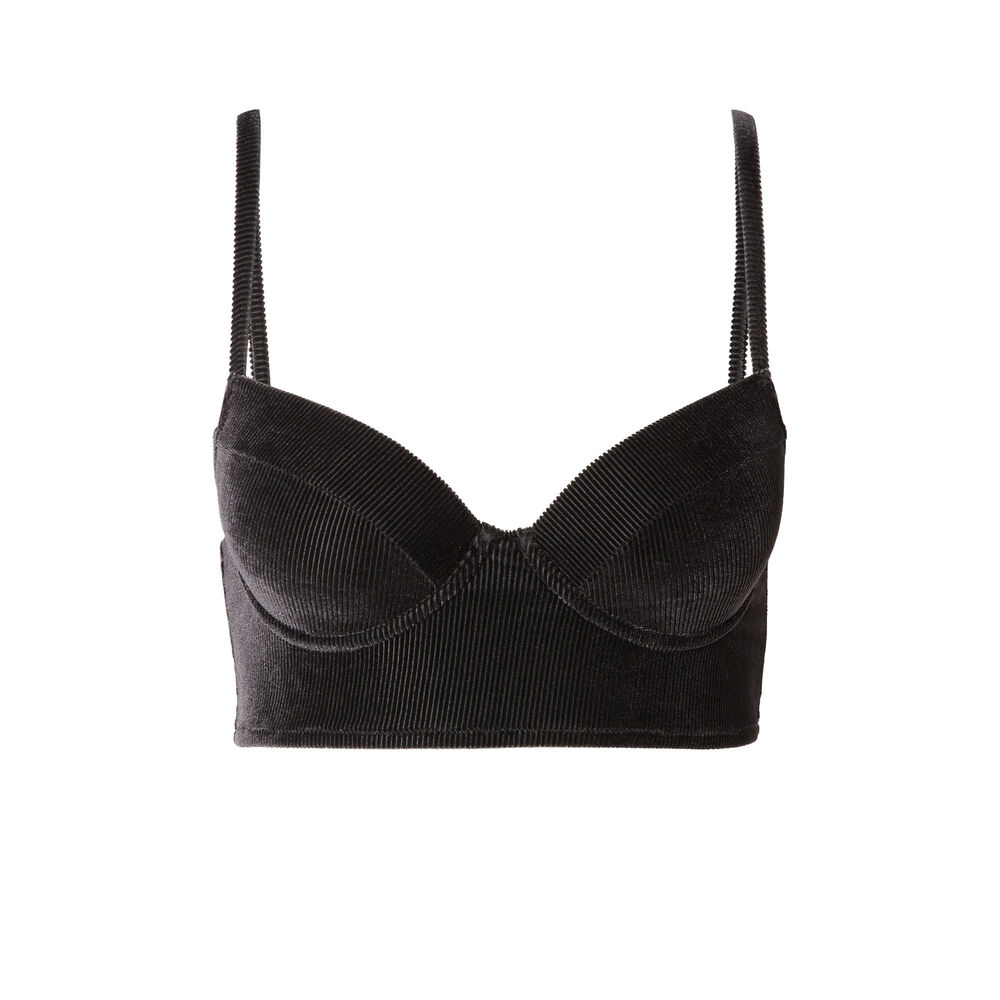 Haut de maillot bustier ampli en velours - noir noir.