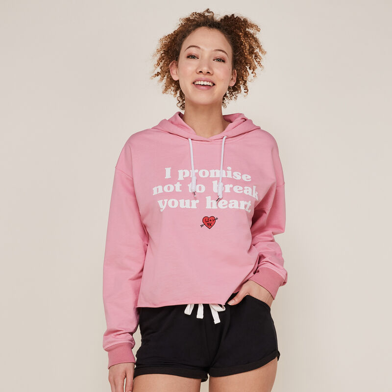 Sweat à capuche à message - rose Sweat à capuche à message - rose ;