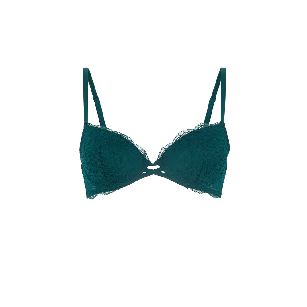 Soutien-gorge push-up dentelle - vert vert.