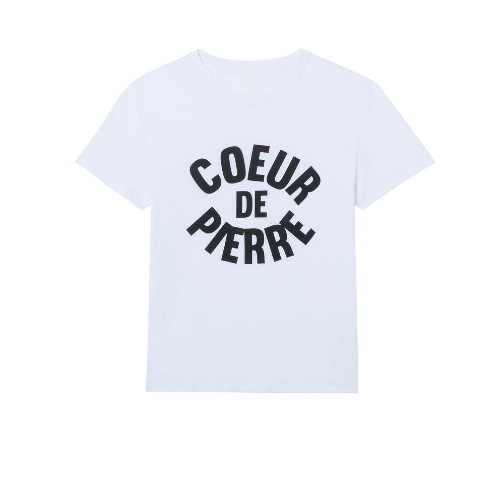 Tee shirt à message coeur de pierre - blanc blanc.