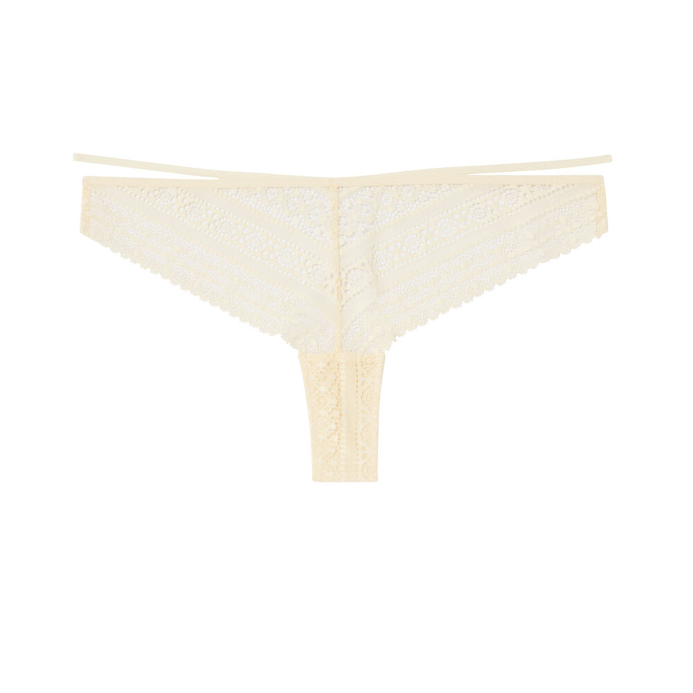 Tanga en dentelle détail banding - écru ecru.