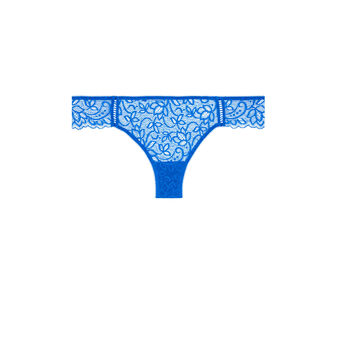 Tanga en dentelle sayiz bleu roi.
