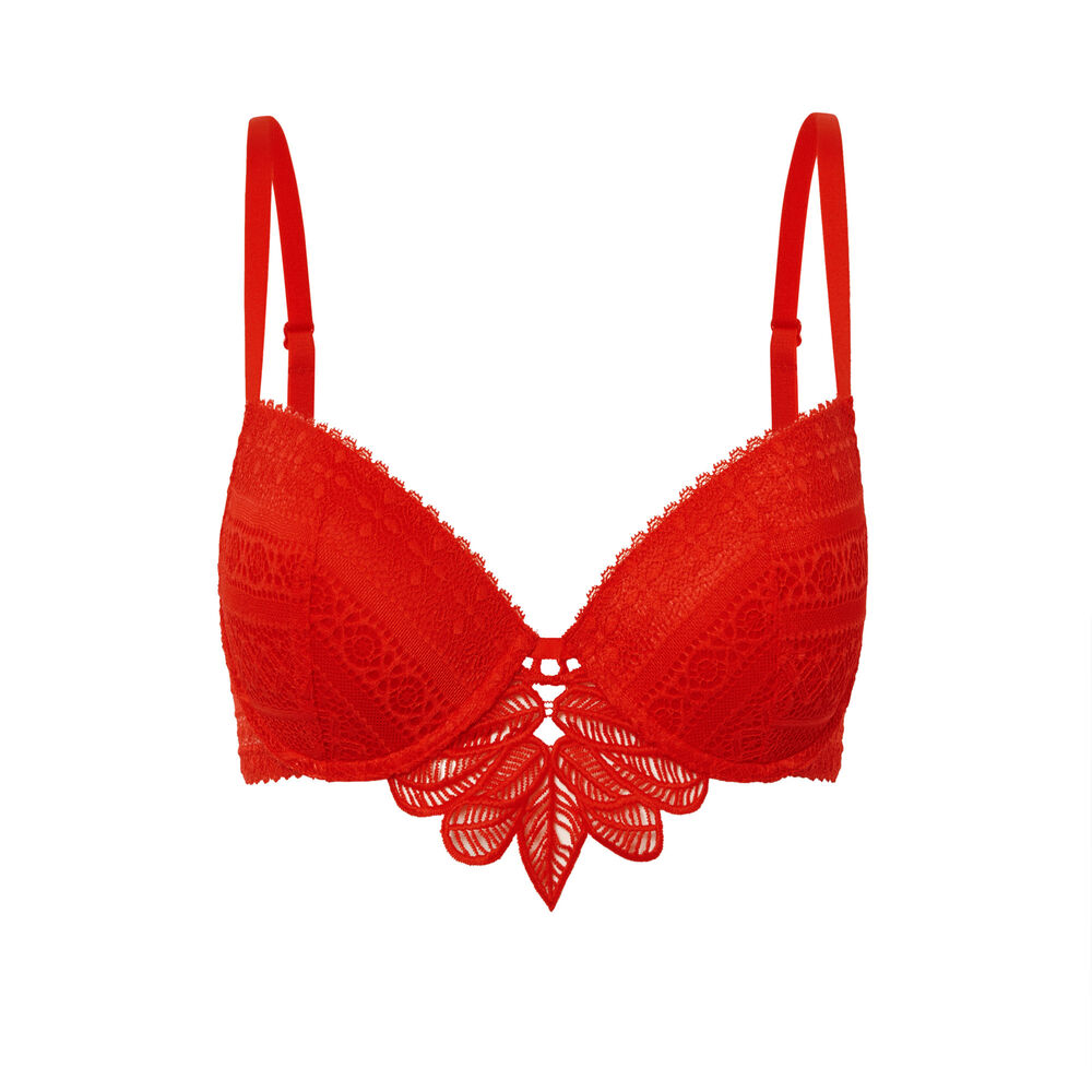 Soutien-gorge push-up dentelle - rouge rouge.