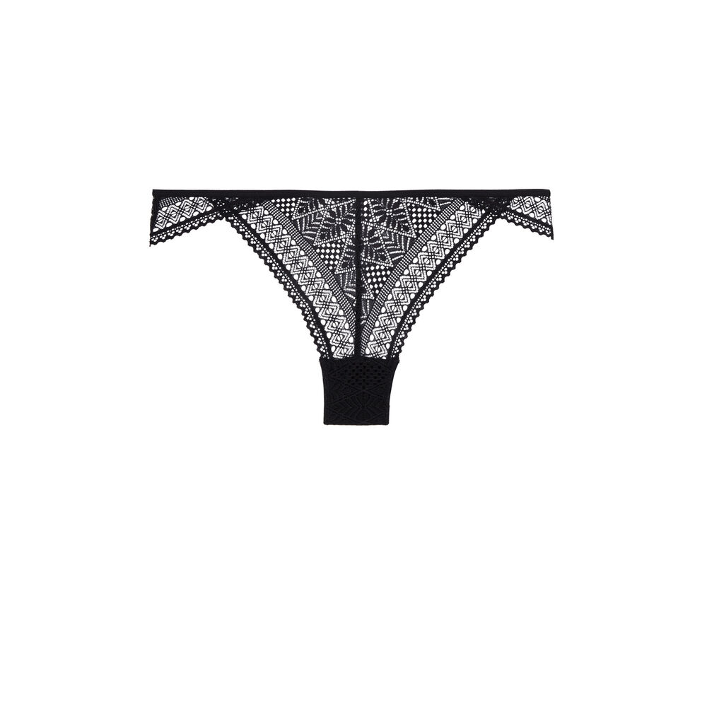 Tanga en dentelle - noir noir.