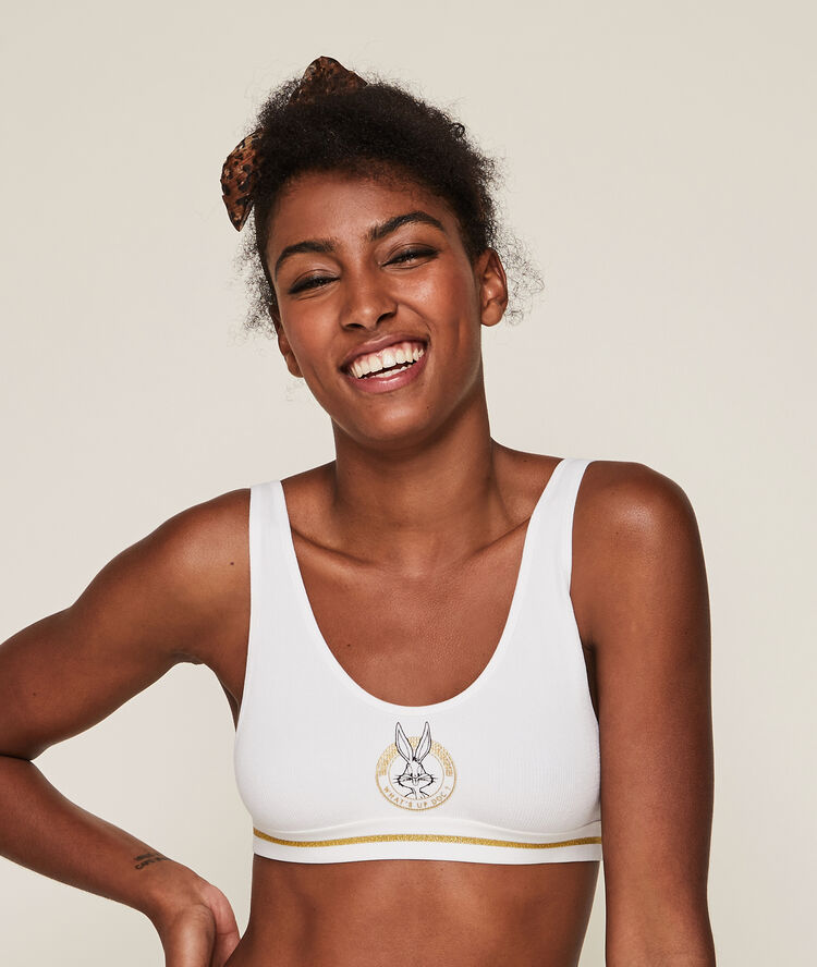 Brassière sans armatures print bugs bunny bunblutiz blanc.