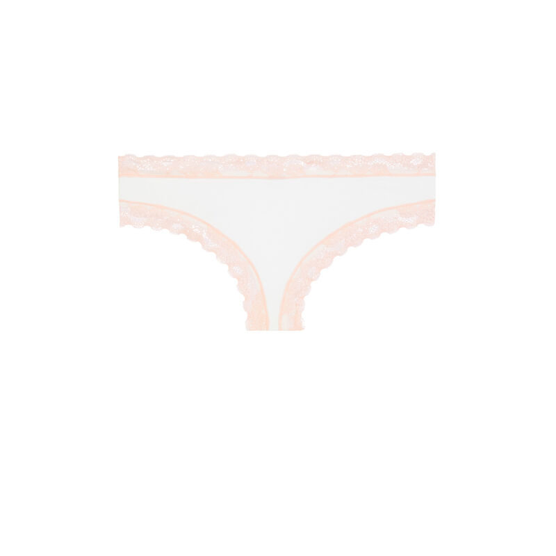 Shorty en coton détail dentelle - blanc Shorty en coton détail dentelle - blanc;